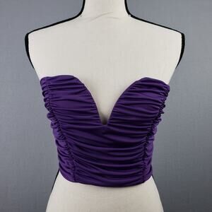 Y2K Forever 21 Sweatheart Neck Crop Top Royal Purple Gathered Ruched Renaissance